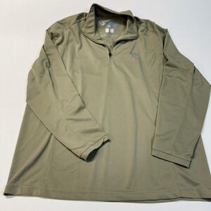 Mojo Mens Medium Long Sleeve 1/4 Zip Pullover Shirt Olive Green Moisture Wicking